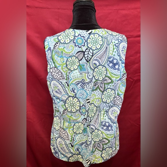 Kim Rogers Paisley Floral Tank Top - Blue and Green - Picture 3 of 5